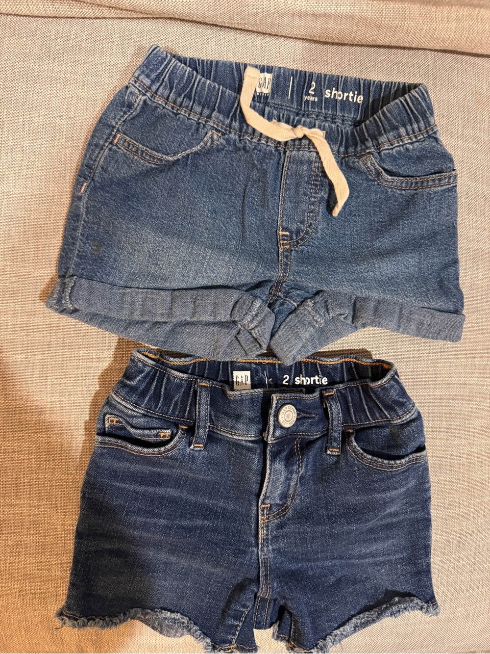 GAP Two-Pack Denim Shorties in Light & Dark Blue